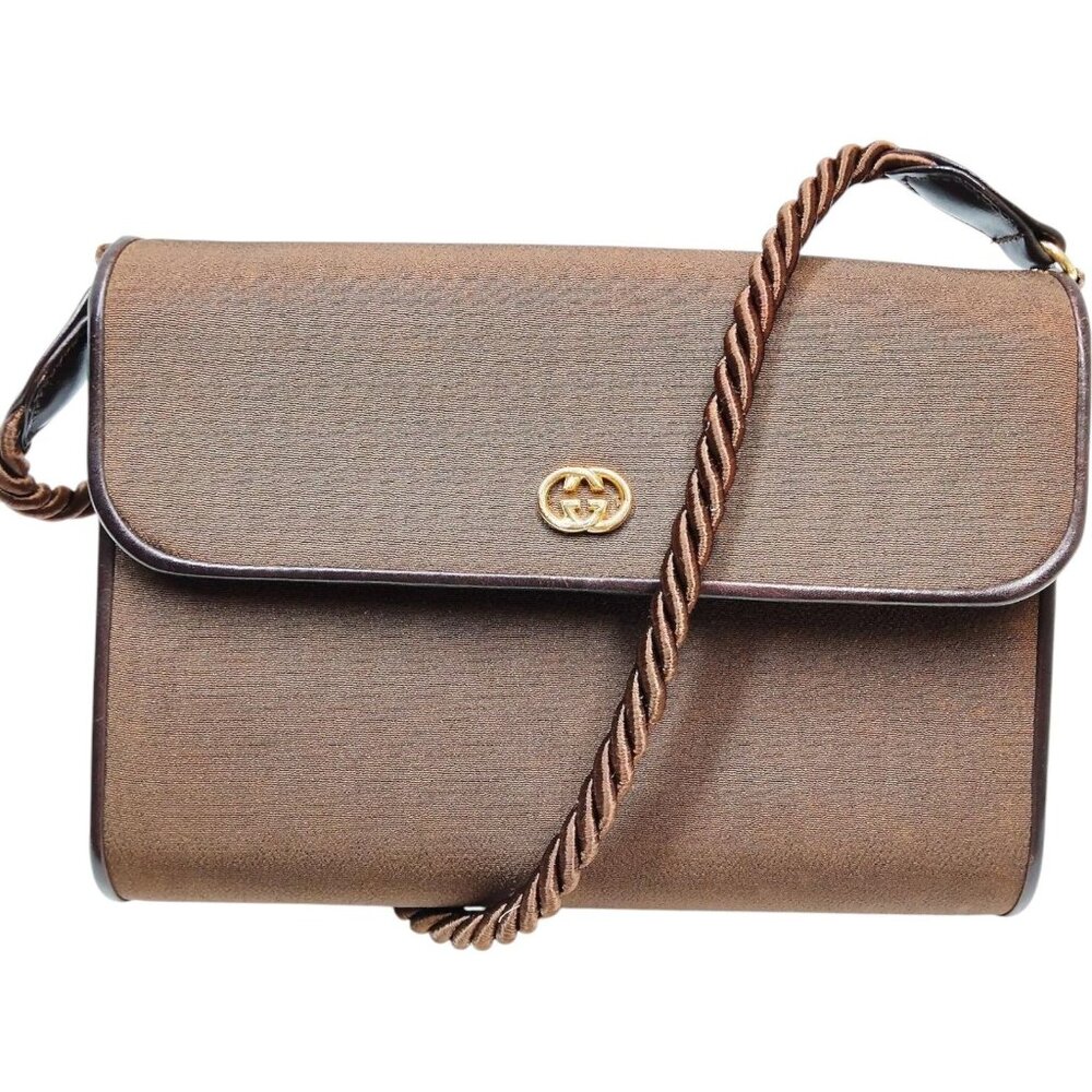 061238BJ (L3) Gucci Crossbody Bag Brown Nylon